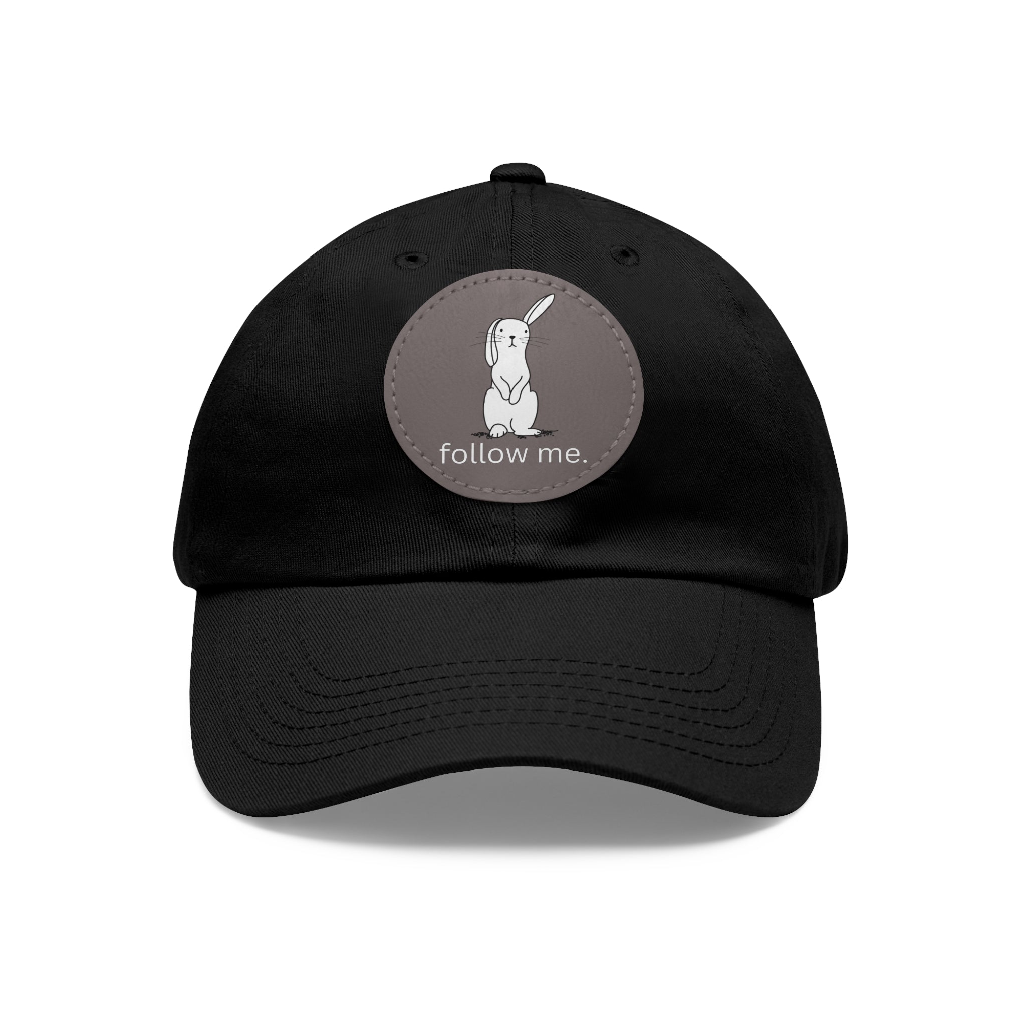 White Rabbit/Follow me. – Hat with Leather Patch
